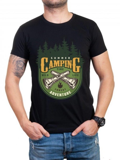 Tricou pentru drumeţie şi camping - negru