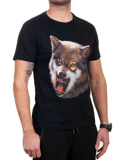 Tricou bărbătesc cu imprimeu de lup