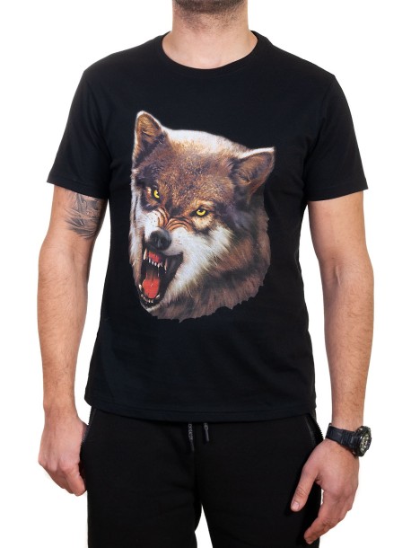 Tricou bărbătesc cu imprimeu de lup