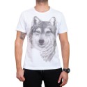 Tricou bărbătesc alb cu lup