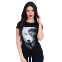 Tricou negru de dama cu lup