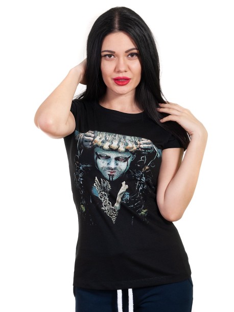Tricou negru pentru femei cu mâneci scurte