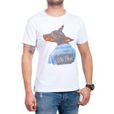 Tricou bărbătesc alb cu câine