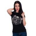 Tricou negru cu buldog francez