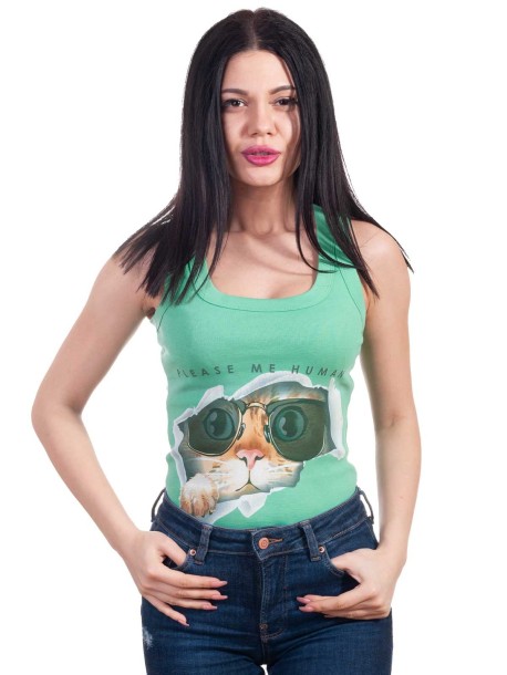 Top de dama verde cu pisoi