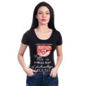 Tricou negru de dama cu decupat la spate