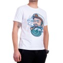 Tricou bărbătesc alb cu marinar