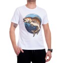 Tricou alb pentru bărbați cu un pește