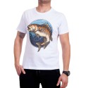 Tricou alb pentru bărbați cu un pește
