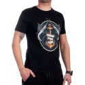 Tricou bărbătesc negru cu pește