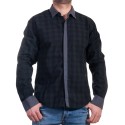 Cămașă bărbătească în negru cu mâneci lungi