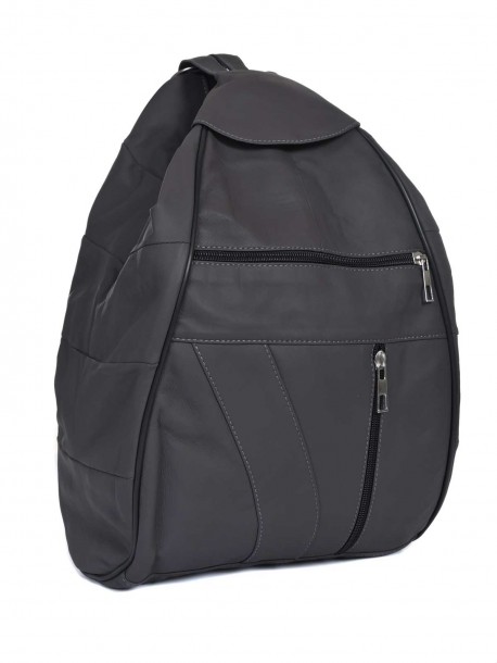 Rucsac de dama din piele naturală - gri închis