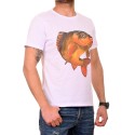 Tricou bărbătesc alb cu crap