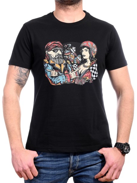 Tricou bărbătesc negru cu rockeri