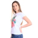 Tricou alb de femei cu pisoi