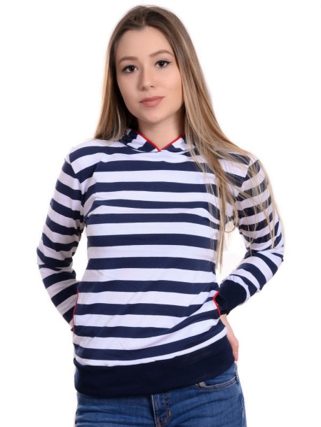 Bluză de marinar pentru femei cu glugă