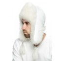 Unisex white din blana naturala