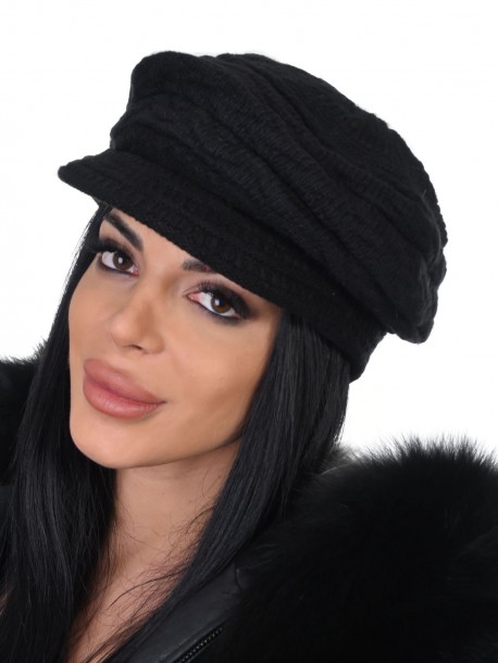 Caciula de dama din angora - negru