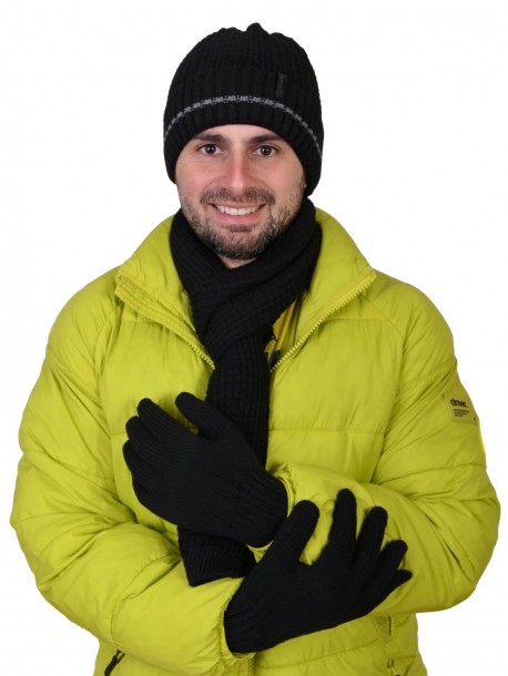 Set caciula, eșarfă și mănuși - gri trasatura