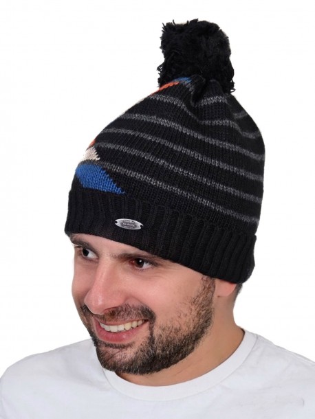 Caciula cu pompon pentru barbati - negru