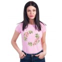 Tricou de dama roz deschis cu flori