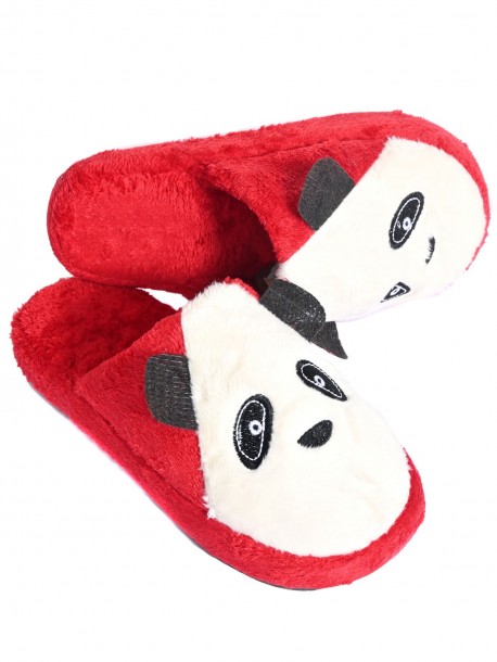 Papuci de casa panda roșii