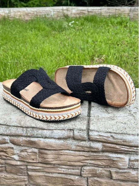 Papuci negri de damă în stil boho SD8274-1