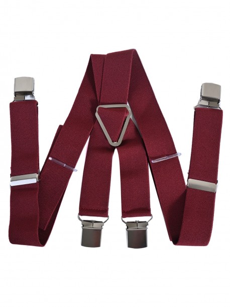 Bretele pentru barbati cu cleme metalice - burgundia