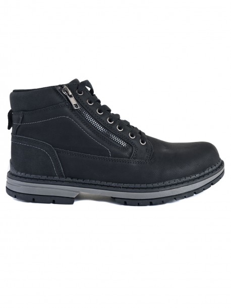 Botine pentru barbati cu fermoar, culoare neagra