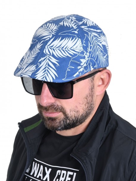 Bască de vară în albastru cu motive florale