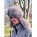 Caciula de vulpe pentru bărbați - gri