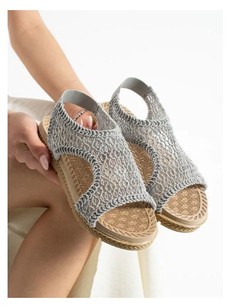 Sandale din dantela de culoare gri