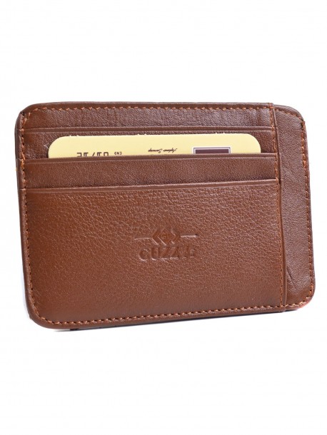 Portcard din piele de culoare maro deschis Mod 55