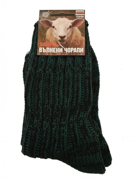 Șosete de lână în melanj verde