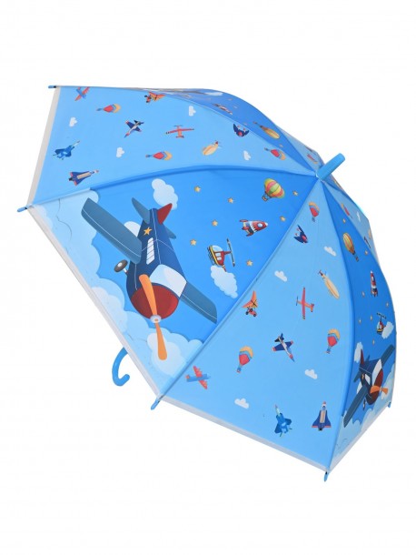 Umbrelă pentru un băiat în albastru cu un avion