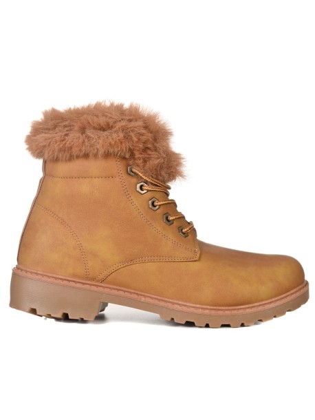 Botine de dama cu puf - maro