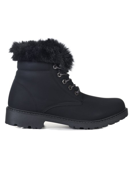 Botine de dama cu puf - negru