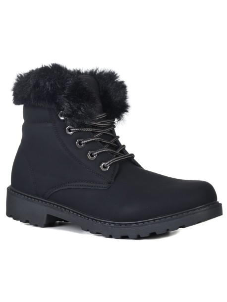 Botine de dama cu puf - negru