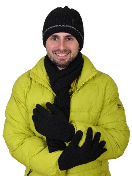 Set caciula, eșarfă și mănuși - gri trasatura