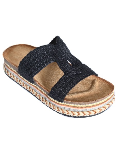 Papuci negri de damă în stil boho