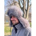 Caciula de vulpe pentru bărbați - gri