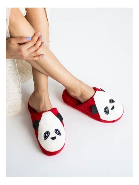 Papuci de casa panda roșii