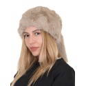 Căciulă pufoasă de iarnă în culoarea bej
