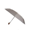 Umbrelă gri cu mâner din lemn
