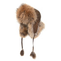 Căciulă de iarnă călduroasă din piele naturală de culoare aurie