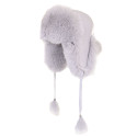 Căciulă de iarnă călduroasă din piele naturală de culoare gri