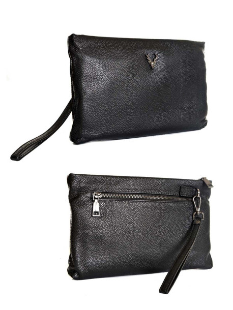 Clutch bărbătesc negru din piele naturală