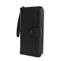 Portofel damă negru cu capsă și compartiment pentru carduri și bancnote