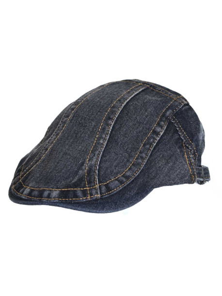 Bască bărbătească neagră din denim cu cozoroc