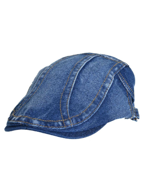 Bască bărbătească albastră din denim cu cozoroc
